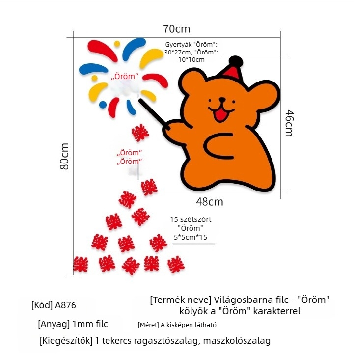 Dekoratív falikép matricák aranyos vonalas kiskutyával és a Happy szóval a fiatal pár szobájának dekorációjához (gardrób- és ajtó matricák) • Anyag: Filc • Márka: Imena • Kategória: Happy word • Import: Nem