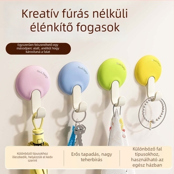 Ragasztós kampó fúrás nélkül, 1 kg-ig terhelhetőség, gardrób és fürdőszoba számára, ajtó mögötti falra, ruhatartó, nyom nélküli falikampó