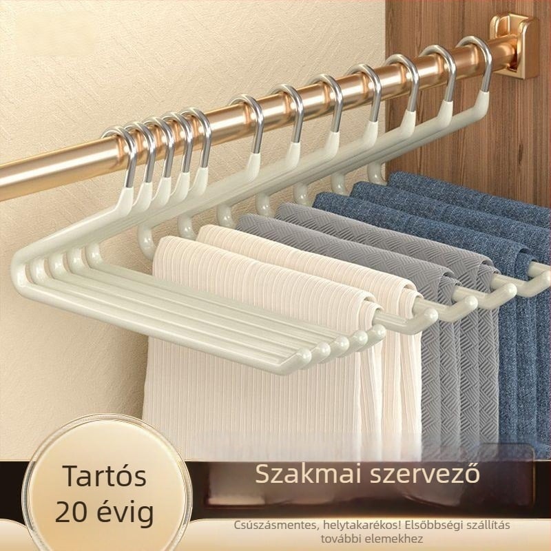 Libaformájú nadrágakasztó rozsdamentes acélból, csúszásmentes klipekkel, háztartási gardróbhoz, modern minimális stílus