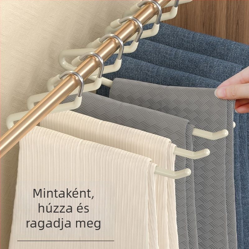 Libaformájú nadrágakasztó rozsdamentes acélból, csúszásmentes klipekkel, háztartási gardróbhoz, modern minimális stílus