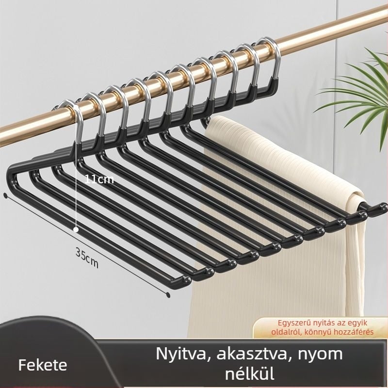 Libaformájú nadrágakasztó rozsdamentes acélból, csúszásmentes klipekkel, háztartási gardróbhoz, modern minimális stílus