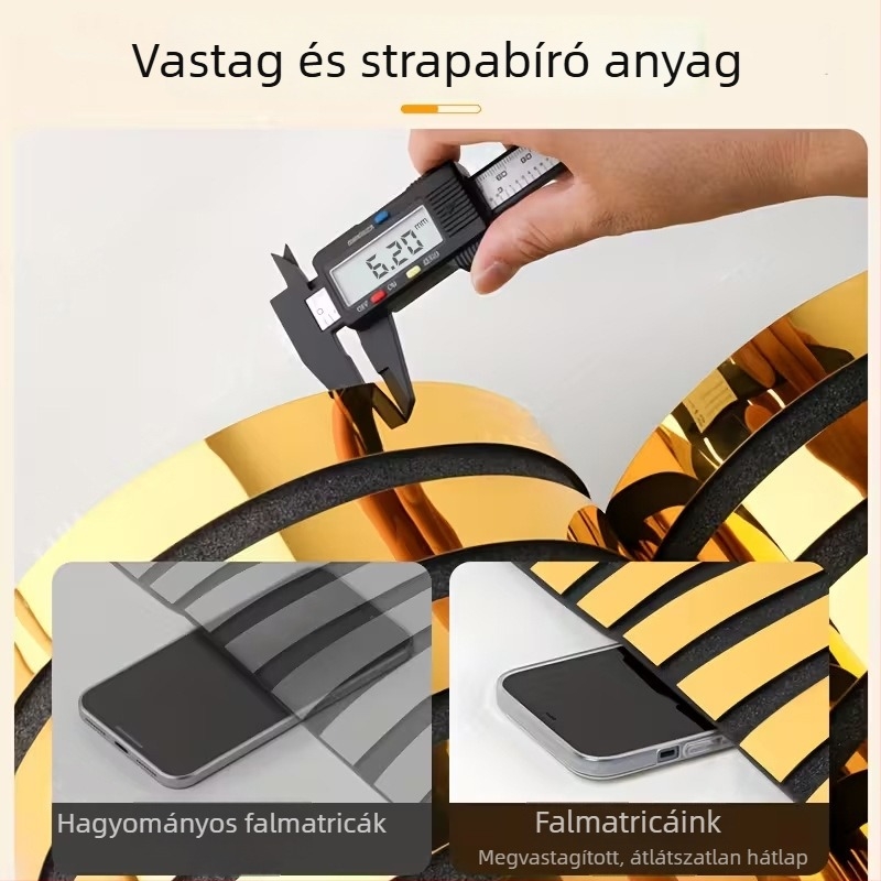 Önadhéziós PVC falmatrica, 3D-s acélrács mintával és tükröző felülettel
