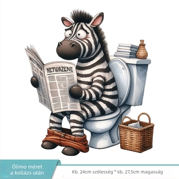 Rajzfilm állatok WC faliképe – oroszlán és zebra, PVC, öntapadós, rajzfilm stílus