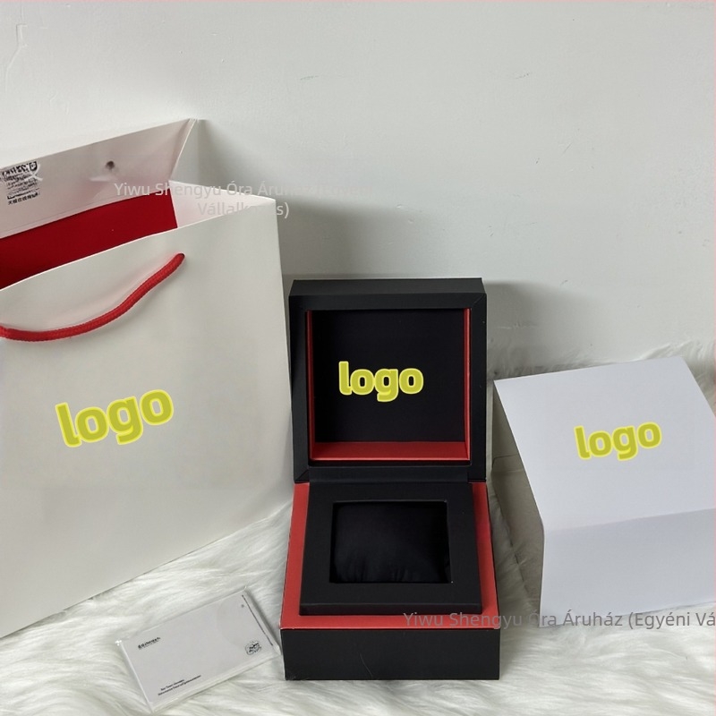 Egyedi készítésű óradoboz arany fóliás díszítéssel, anyagok: papír/fa/gumi/PU, cél: ajándékcsomagolás és ékszercsomagolás, Márka: Daiska