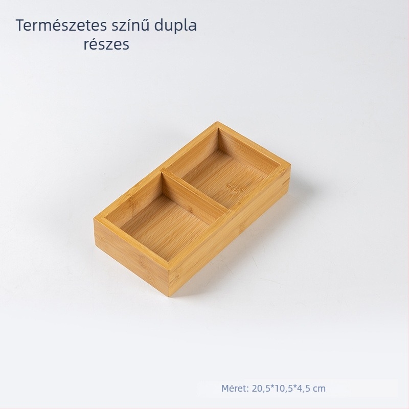 Bambuszfa teás tálca kilenc rekesszel, gyümölcs- és nassolnivaló tál, retro luxus stílus