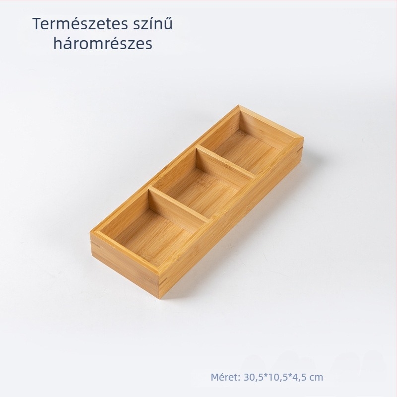 Bambuszfa teás tálca kilenc rekesszel, gyümölcs- és nassolnivaló tál, retro luxus stílus