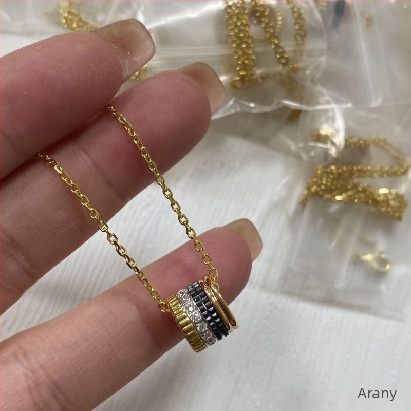 Baojialong aranyozott nyaklánc Swarovski-kristályokkal, geometriai O-lánc, Seiko felületkezelés, uniszex