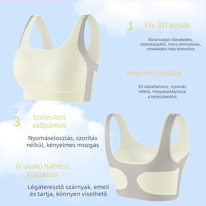 Tinédzser sportmelltartó formázott kosárkákkal a pubertás időszakára, 8–18 éves lányoknak