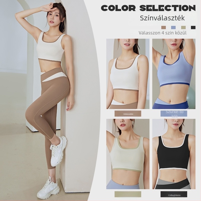 Magas támogató futó- és edzés sportmelltartó, 3/4 kosár, fix dupla vállpánt, poliészter-spandex keverék (82,5% poliészter, 17,5% spandex).
