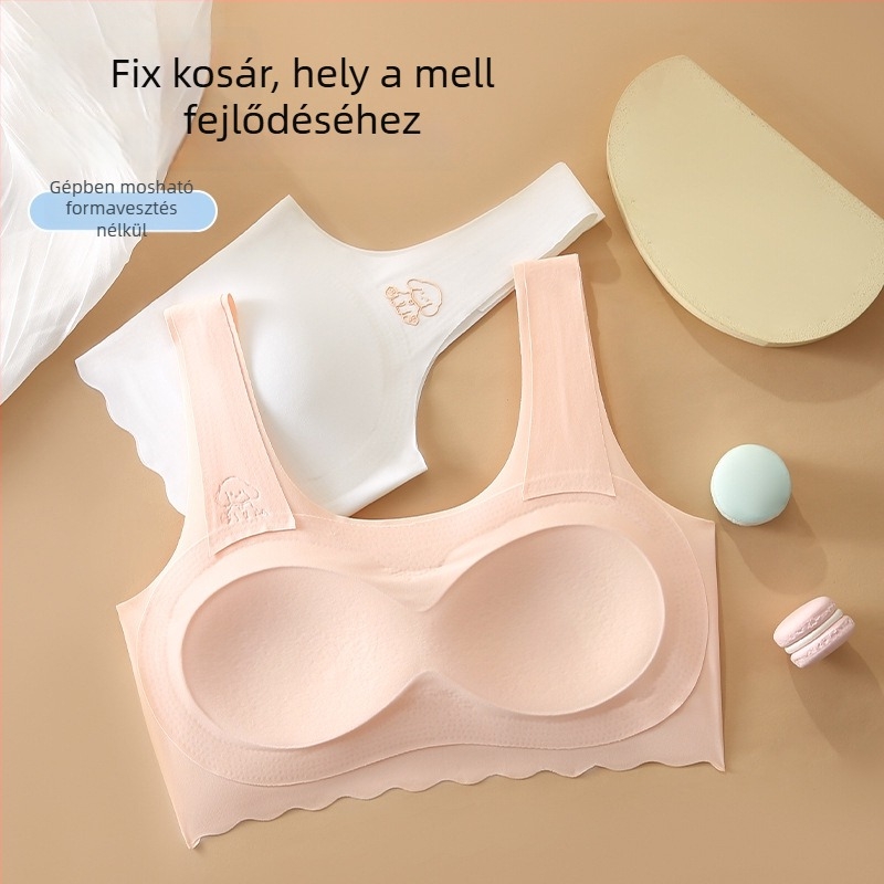Fix kosaras, varrat nélküli, mindent egyben sportos felső melltartó serdülő lányok számára, jégselyem anyagból