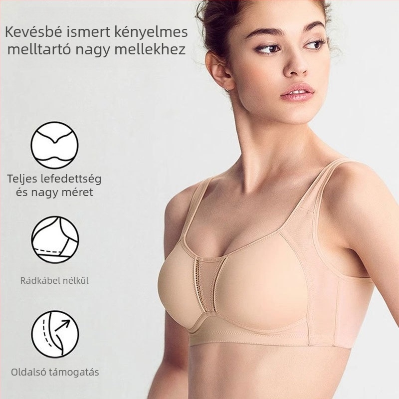 Varrásmentes, drót nélküli sportmelltartó nőknek, lélegző, 3/4 kosár, vékony formázó kosár, nylon anyag spandex bélés 70–80%, hátoldali három sor kapocs