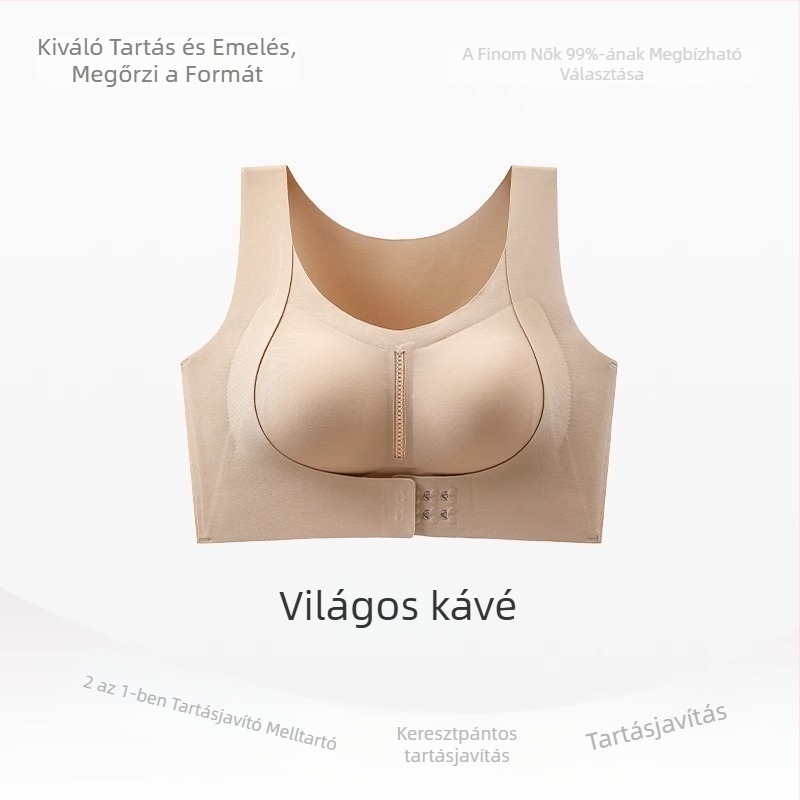 Női sportmelltartó testtartás-korrekciójára, elől zárható, push-up kis mellekhez, anti-lógás és háti formázás