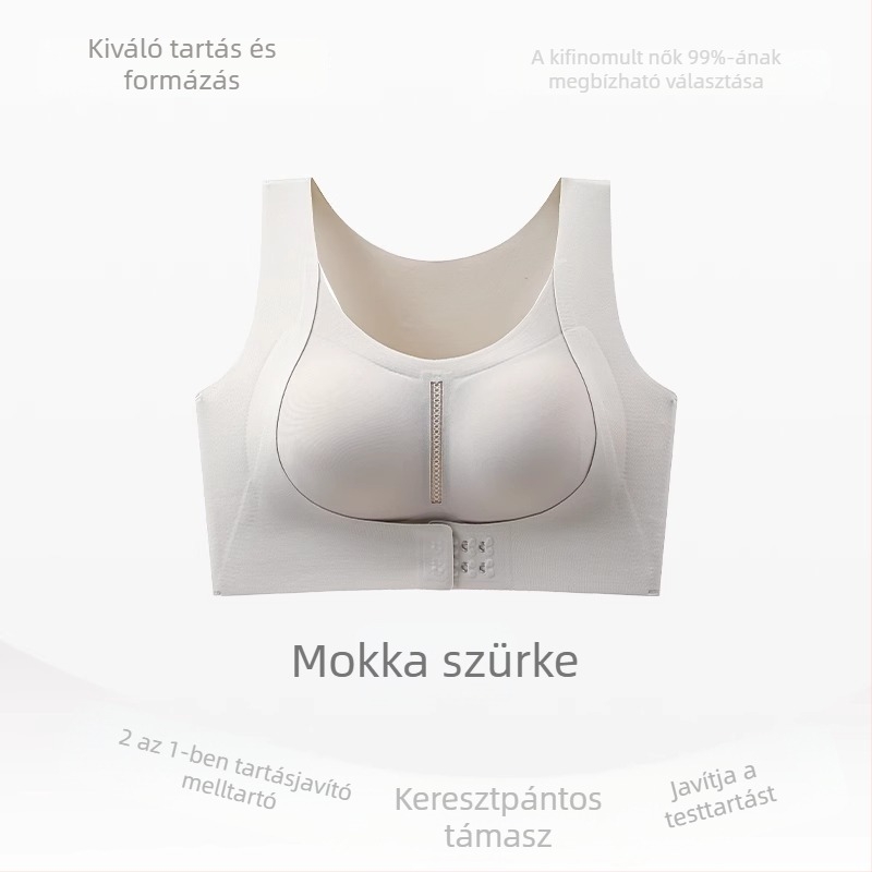 Női sportmelltartó testtartás-korrekciójára, elől zárható, push-up kis mellekhez, anti-lógás és háti formázás