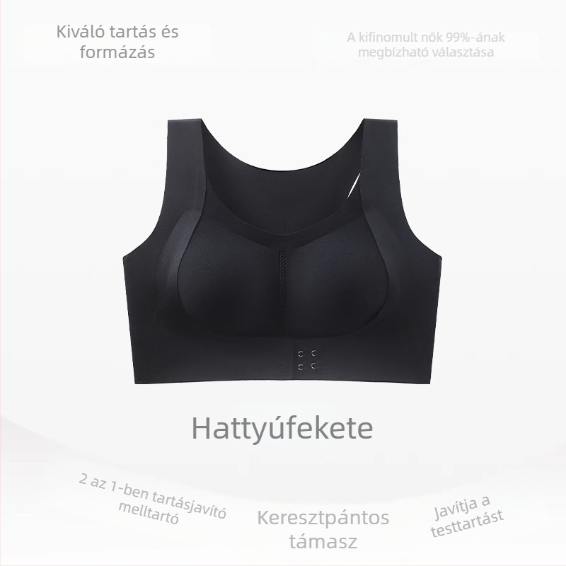 Női sportmelltartó testtartás-korrekciójára, elől zárható, push-up kis mellekhez, anti-lógás és háti formázás