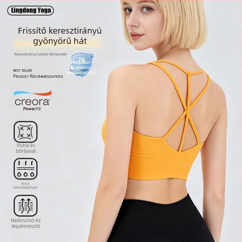 Női nedvszívó fitness top mell alátámasztó betéttel, jóga és pilateshez