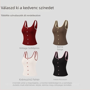 Kitömött U-nyakú sporttop beépített melltartóbetéttel, légáteresztő anyag, karcsúsított fazon, retro amerikai stílus, kontrasztos színek, jóga és szabadtéri sportokhoz.