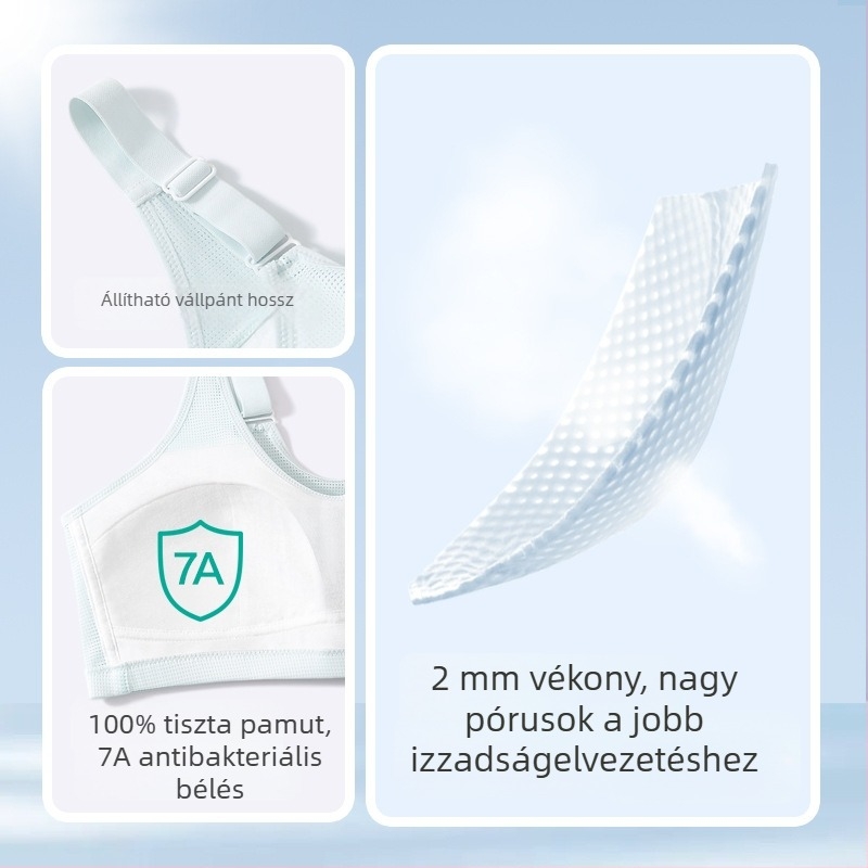Tinédzser lányoknak szánt sportmelltartó a fejlődési szakaszban, plusz méret, mellény-stílus