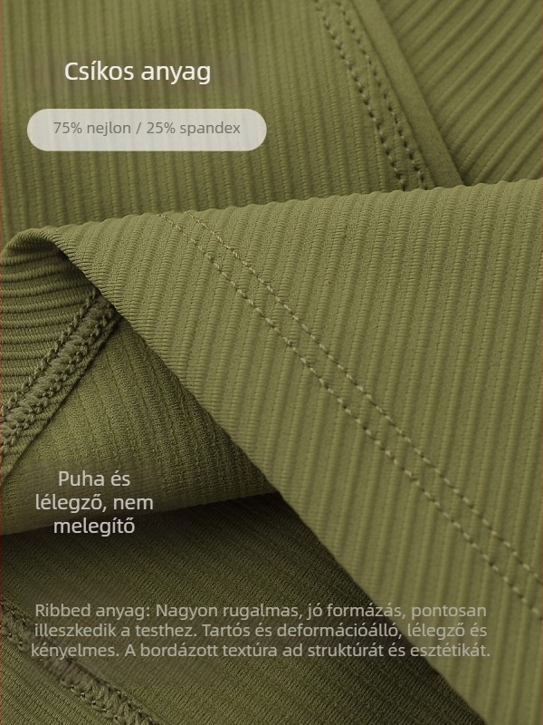 Női ujjatlan futó sporttop bordázott textúrájú melltartóbetéttel – lélegző anyag, nejlon 75% / spandex 25%, karcsú szabás, derékig érő hossz