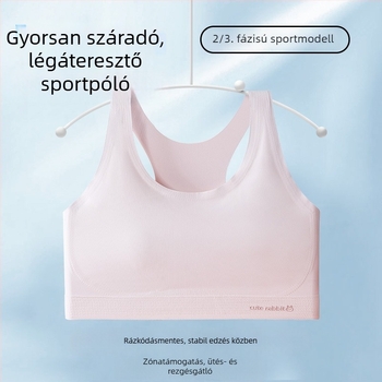 Lányoknak szóló sportmelltartó fix kosarakkal, üreges dizájn, Ice Silk anyag, nylon és spandex, merevítő nélkül