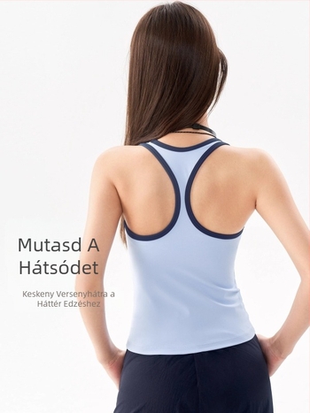 Női ujjatlan sportos felső, gyorsan száradó nylonból, fő anyag 75% nylon, bélés 25% spandex; teljes kosár, közepes formájú kosár; alkalmas futáshoz, edzéshez és tánchoz