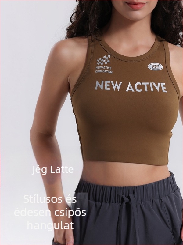 TYAK Jóga felső sportmelltartóval, teljes kosár, Nylon 75% / Spandex 25%, közepes kosárforma, rögzített dupla vállpántok, futáshoz és edzéshez
