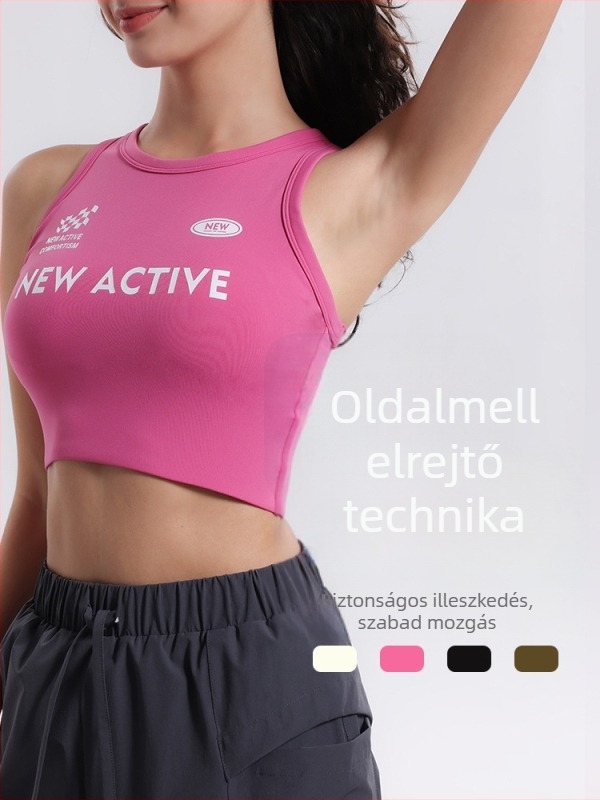 TYAK Jóga felső sportmelltartóval, teljes kosár, Nylon 75% / Spandex 25%, közepes kosárforma, rögzített dupla vállpántok, futáshoz és edzéshez