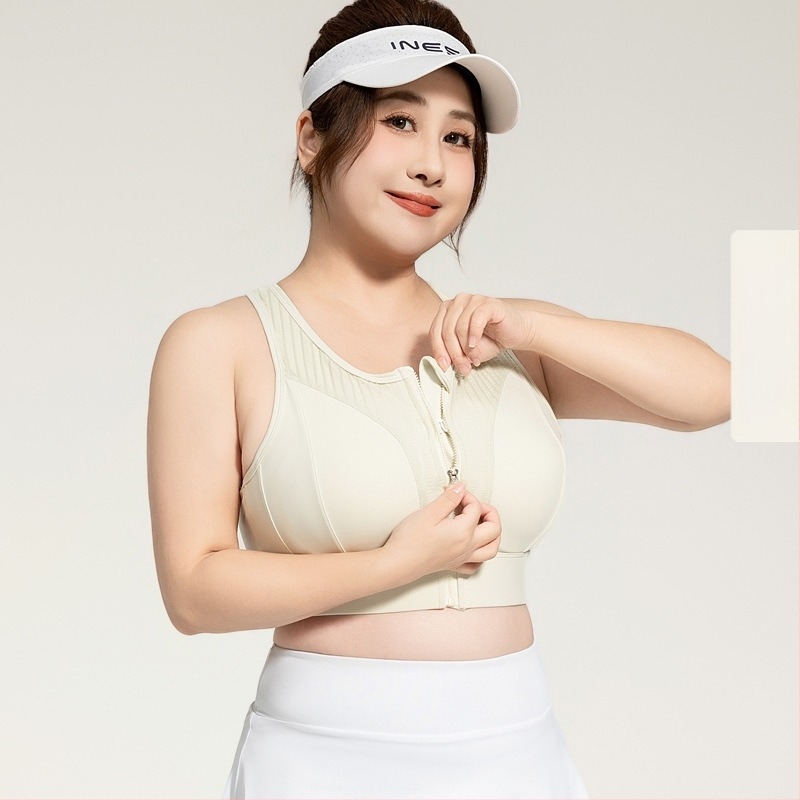 Elöl cipzáros, ütésálló Bubble Mesh sportmelltartó, lélegző hátsó, teljes kosár