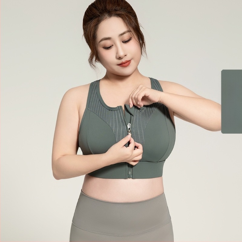 Elöl cipzáros, ütésálló Bubble Mesh sportmelltartó, lélegző hátsó, teljes kosár