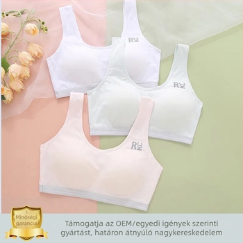 Pamut vest-stílusú sportmelltartó lányoknak 12–15 éveseknek, ultra vékony formázott kosár, légáteresztő anyag, izzadság-elvezető, rögzített vállpántok