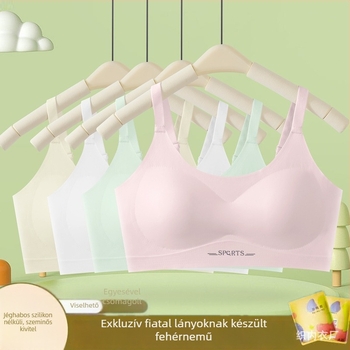 Lányoknak szóló, varrat nélküli melltartó Ice Silk anyagból, tube-top sport-stílusú, teljes kosár, vékony formázott kosár habbal, rögzített dupla vállpántok