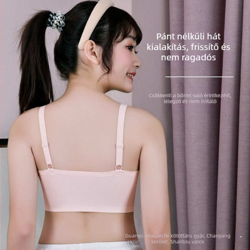 Lányoknak szóló, varrat nélküli melltartó Ice Silk anyagból, tube-top sport-stílusú, teljes kosár, vékony formázott kosár habbal, rögzített dupla vállpántok