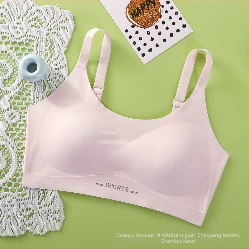Lányoknak szóló, varrat nélküli melltartó Ice Silk anyagból, tube-top sport-stílusú, teljes kosár, vékony formázott kosár habbal, rögzített dupla vállpántok