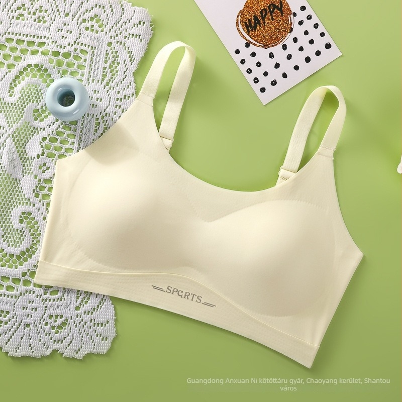 Lányoknak szóló, varrat nélküli melltartó Ice Silk anyagból, tube-top sport-stílusú, teljes kosár, vékony formázott kosár habbal, rögzített dupla vállpántok