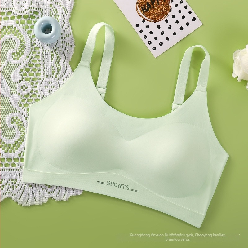 Lányoknak szóló, varrat nélküli melltartó Ice Silk anyagból, tube-top sport-stílusú, teljes kosár, vékony formázott kosár habbal, rögzített dupla vállpántok