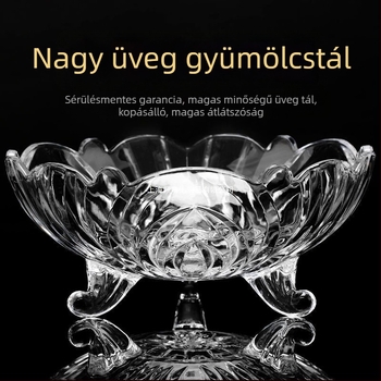 Üvegből készült gyümölcstál, modern minimalista stílus, prémium minőség