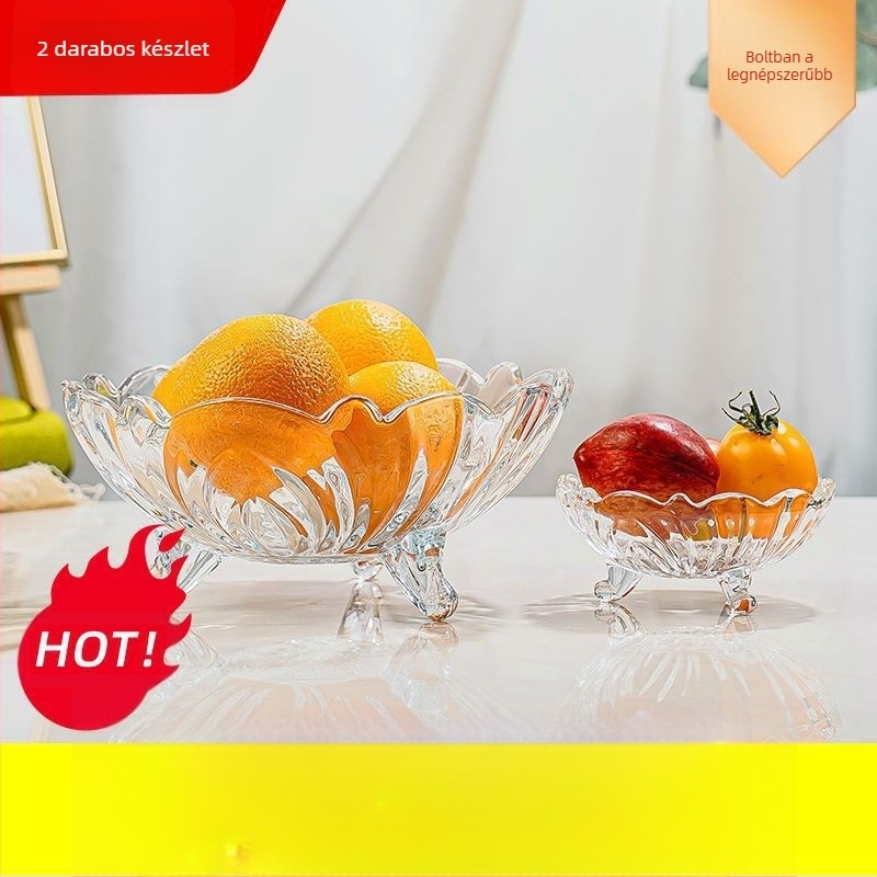 Üvegből készült gyümölcstál, modern minimalista stílus, prémium minőség