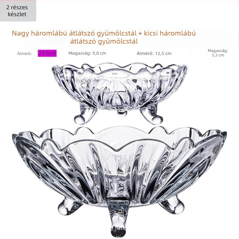 Üvegből készült gyümölcstál, modern minimalista stílus, prémium minőség