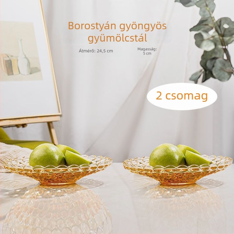 Üvegből készült gyümölcstál, modern minimalista stílus, prémium minőség