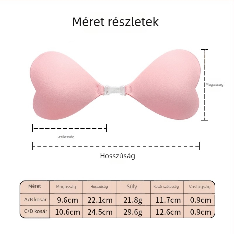 Szív alakú bikini melltartó párnák, ragasztós, váll nélküli