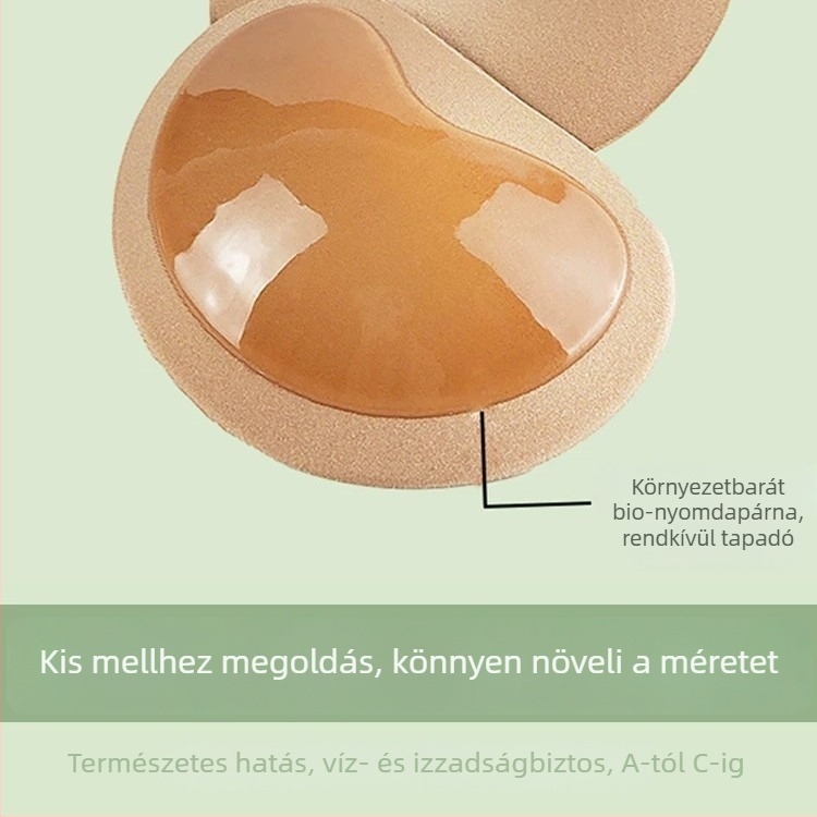 Öntapadós bikini melltartó betét, vastított nylonból, szilikonhab tömítés, láthatatlan, felhúzó, formázó hatású (2024 tavasza)
