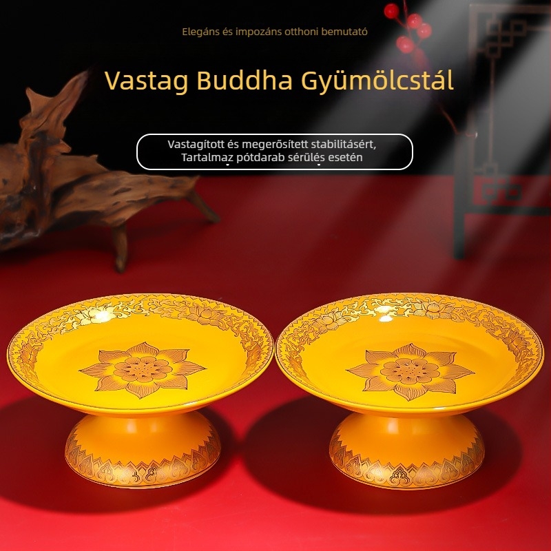 Kerámiagyümölcs kínáló tál – Purple Lotus márkájú, Vagyon Istene és Buddha tiszteletére