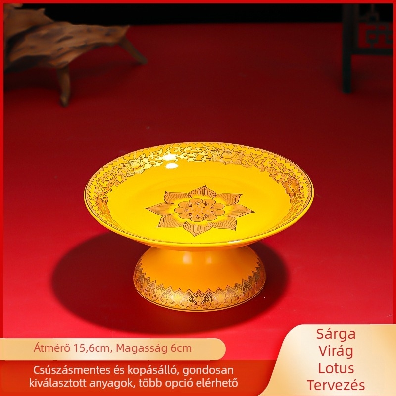Kerámiagyümölcs kínáló tál – Purple Lotus márkájú, Vagyon Istene és Buddha tiszteletére