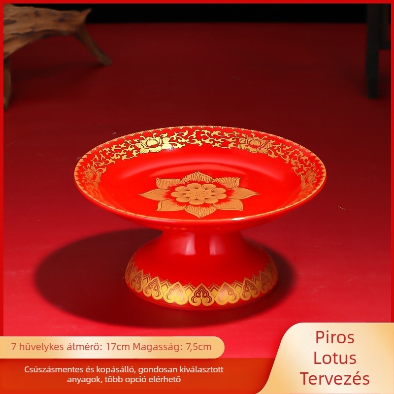 Kerámiagyümölcs kínáló tál – Purple Lotus márkájú, Vagyon Istene és Buddha tiszteletére