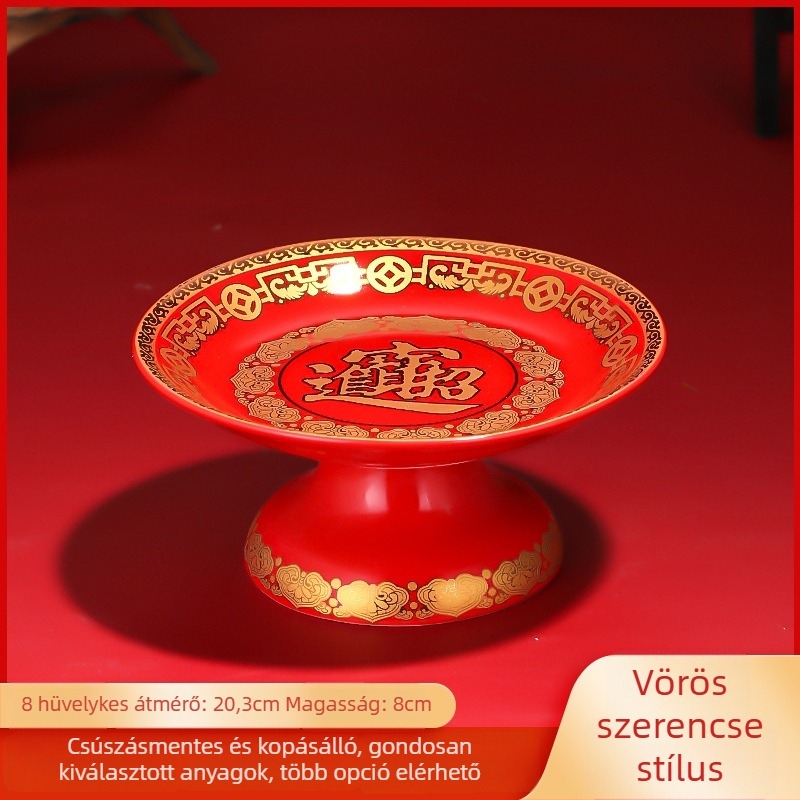 Kerámiagyümölcs kínáló tál – Purple Lotus márkájú, Vagyon Istene és Buddha tiszteletére