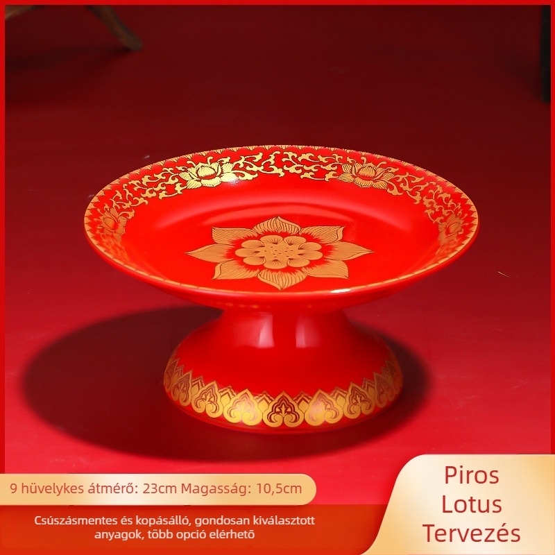 Kerámiagyümölcs kínáló tál – Purple Lotus márkájú, Vagyon Istene és Buddha tiszteletére