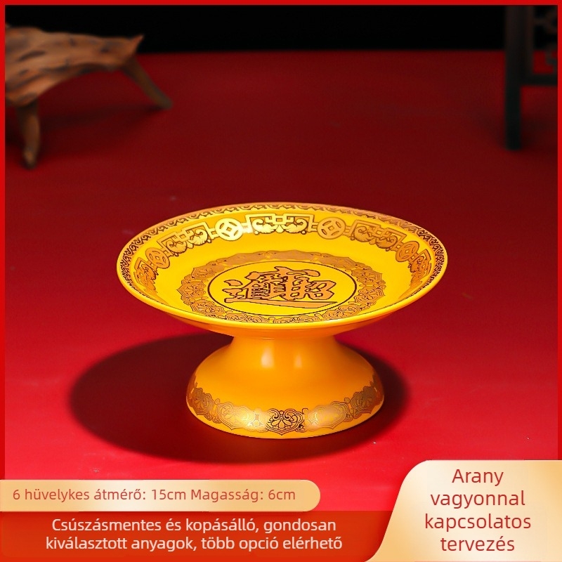 Kerámiagyümölcs kínáló tál – Purple Lotus márkájú, Vagyon Istene és Buddha tiszteletére