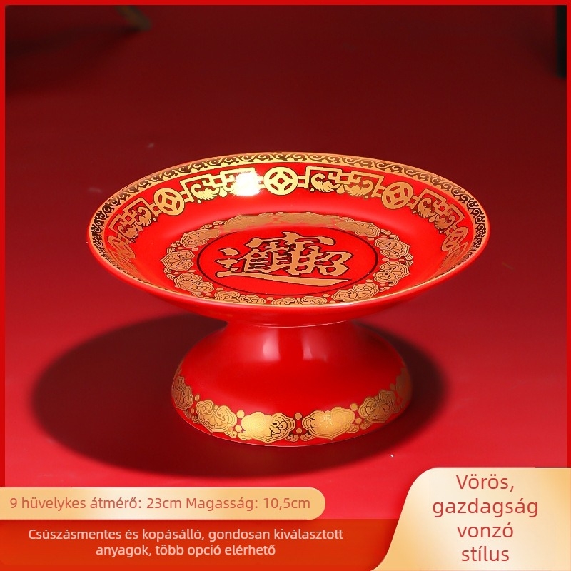 Kerámiagyümölcs kínáló tál – Purple Lotus márkájú, Vagyon Istene és Buddha tiszteletére