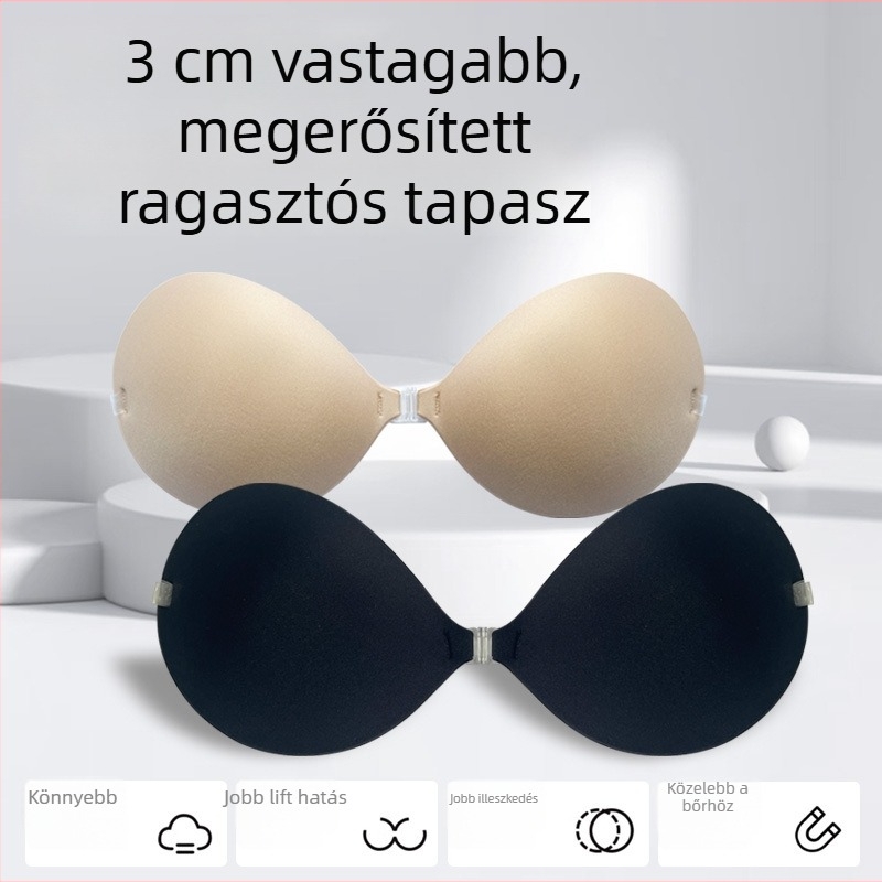 Kisméretű és lapos mellhez való push-up tapasz — láthatatlan, vastagított, kerek kosár alakú, nylonból, márka Uvome