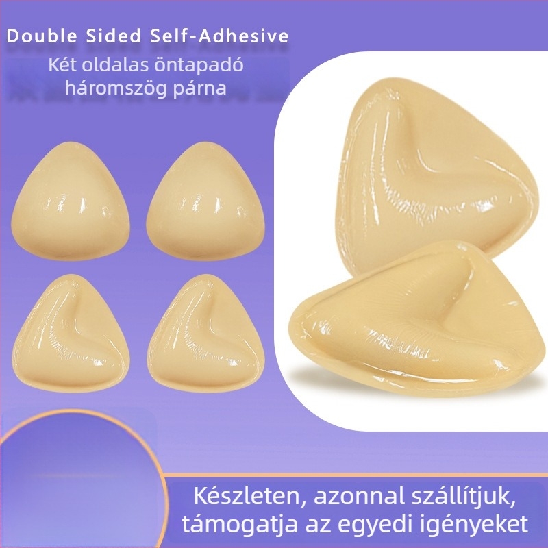 Háromszög alakú, kétoldalas öntapadó melltartó betét, nylonból, vastított kivitel, gyűjtéshez és V-formájú kiemeléshez