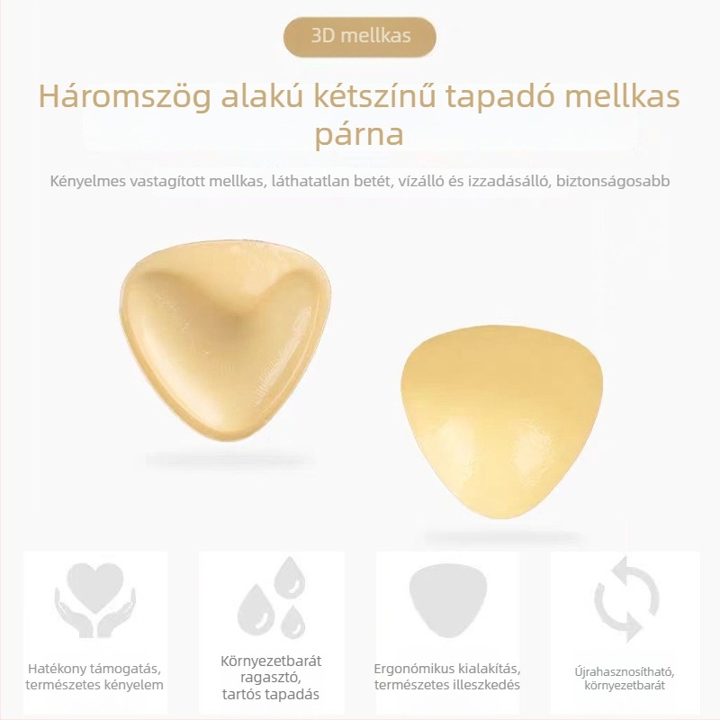 Háromszög alakú, kétoldalas öntapadó melltartó betét, nylonból, vastított kivitel, gyűjtéshez és V-formájú kiemeléshez